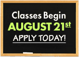 Classes Start August 21st. Apply Today!